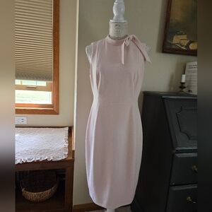 Calvin Klein Pale Pink Sleeveless Sheath Dress with Neck Tie